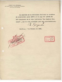 [Recibo] 1940 feb. 7, Santiago, Chile [a] Biblioteca Nacional de Chile