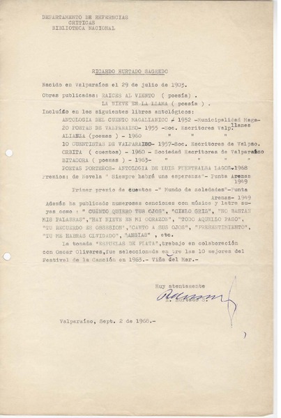 [Carta] 1968 ago. 2, Valparaíso, Chile [a] Biblioteca Nacional de Chile