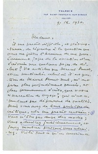 [Carta] 1930 septiembre 9, Allier, Francia [a] Magdalena Petit