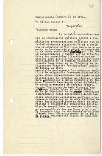 [Carta] 1925 octubre 22, Chuquicamata, Chile [a] Máximo Cardemil
