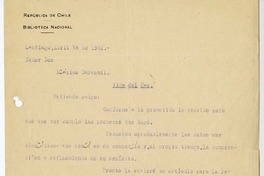 [Carta] 1925 abril 18, Santiago, Chile [a] Máximo Cardemil