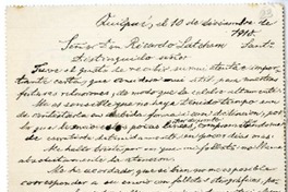 [Carta] 1910 diciembre 10, Quilpué, Chile [a] Ricardo E. Latcham.