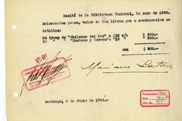 [Recibo] 1940 junio 4, Santiago, Chile [a] Biblioteca Nacional de Chile