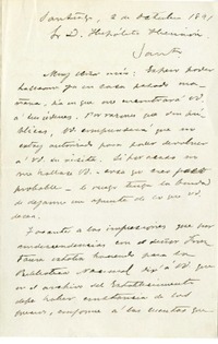 [Carta] 1891 octubre 2, Santiago, Chile [a] Hipólito Henrión