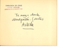 [Tarjeta] c.1965 [Madrid], [España] [a] Raúl Silva Castro