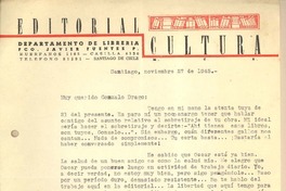 [Carta] 1945 nov. 27, Santiago, Chile [a] Gonzalo Drago