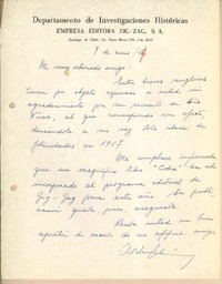 [Carta], 1957 ene. 9 Santiago, Chile [a] Gonzalo Drago