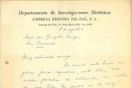 [Carta] 1956 ago. 8, Santiago, Chile [a] Gonzalo Drago
