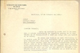 [Carta] 1958 oct. 17, Santiago, Chile [a] Gonzalo Drago