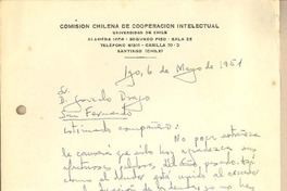 [Carta] 1951 may. 6, Santiago, Chile [a] Gonzalo Drago