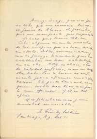 [Carta] 1941 agosto, Santiago, Chile [a] Gonzalo Drago