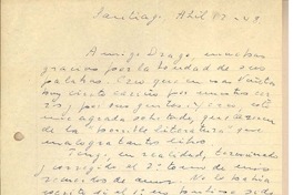 [Carta] 1948 abr. 12, Santiago, Chile [a] Gonzalo Drago
