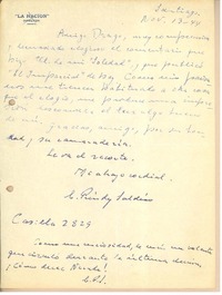 [Carta] 1944 nov. 13, Santiago, Chile [a] Gonzalo Drago