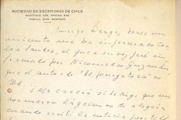 [Carta] 1951 mar. 20, Santiago, Chile [a] Gonzalo Drago