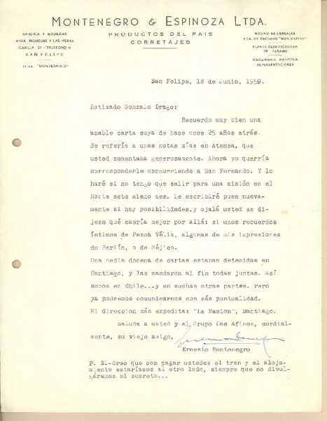 [Carta] 1959 jun. 18, San Felipe, Chile [a] Gonzalo Drago