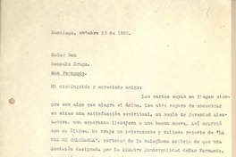 [Carta] 1953 oct. 15, Santiago, Chile [a] Gonzalo Drago
