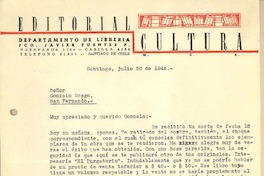 [Carta] 1946 jul. 30, Santiago, Chile [a] Gonzalo Drago