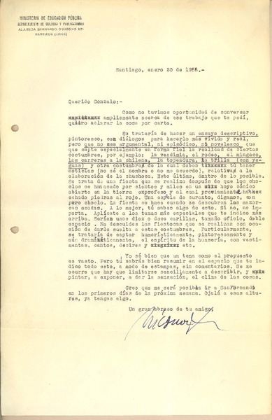 [Carta] 1955 ene. 20, Santiago, Chile [a] Gonzalo Drago