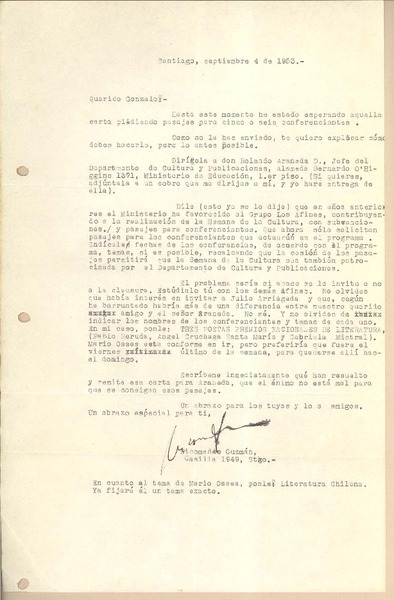 [Carta] 1953 sep. 4, Santiago, Chile [a] Gonzalo Drago