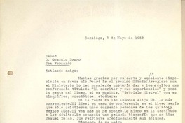 [Carta] 1952 may. 2, Santiago, Chile [a] Gonzalo Drago