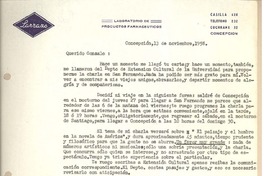 [Carta] 1958 nov. 13, Concepción, Chile [a] Gonzalo Drago