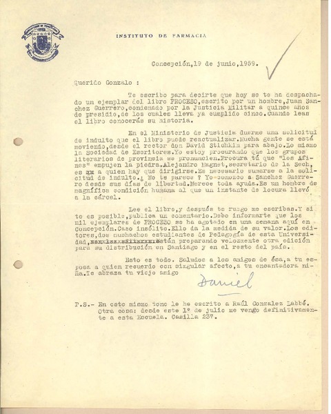 [Carta] 1959 jun. 19, Concepción, Chile [a] Gonzalo Drago