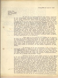 [Carta] 1936 ago. 19, Lima, Perú [a] Gonzalo Drago