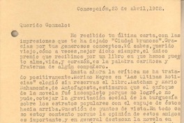 [Tarjeta] 1952 abr. 23, Concepción, Chile [a] Gonzalo Drago