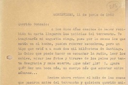 [Carta] 1960 jun. 11, Montevideo, Uruguay [a] Gonzalo Drago