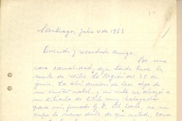 [Carta] 1963 jul. 4, Santiago, Chile [a] Gonzalo Drago