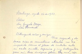 [Carta] 1953 ago. 16, Santiago, Chile [a] Gonzalo Drago