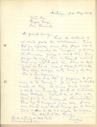 [Carta] 1952 mar. 17, Santiago, Chile [a] Gonzalo Drago