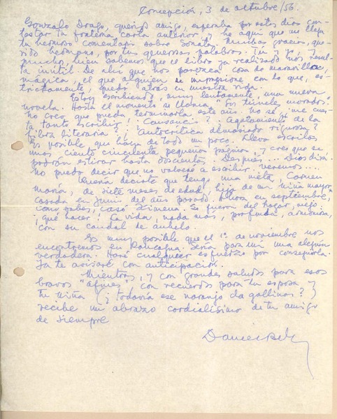 [Carta] 1956 oct. 3, Concepción, Chile [a] Gonzalo Drago