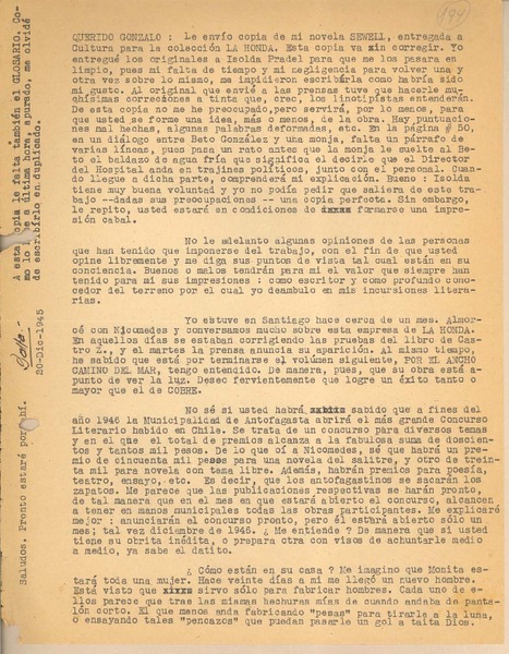[Carta] 1945 dic. 20, Rancagua, Chile [a] Gonzalo Drago