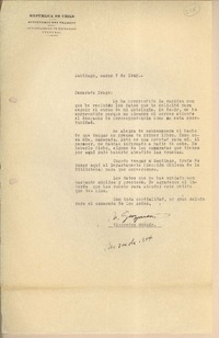 [Carta] 1940 mar. 7, Santiago, Chile [a] Gonzalo Drago