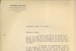 [Carta] 1940 mar. 7, Santiago, Chile [a] Gonzalo Drago