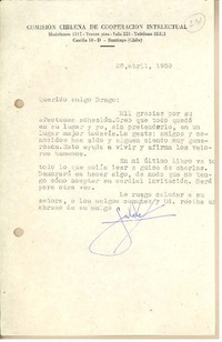 [Carta] 1959 abr. 28, Santiago, Chile [a] Gonzalo Drago
