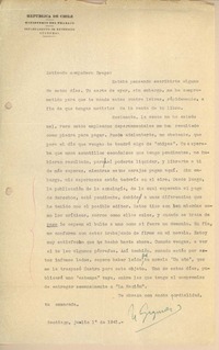 [Carta] 1941 jul. 1, Santiago, Chile [a] Gonzalo Drago