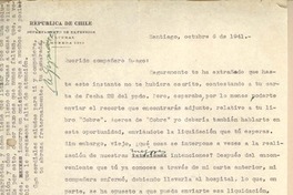 [Carta] 1941 oct. 6, Santiago, Chile [a] Gonzalo Drago