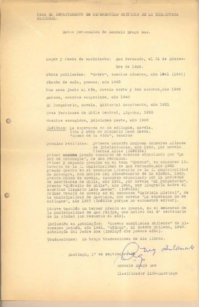 [Carta] 1968 sep. 1, Santiago, Chile [a] Biblioteca Nacional de Chile