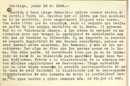[Tarjeta] 1946 jul. 18, Santiago, Chile [a] Gonzalo Drago