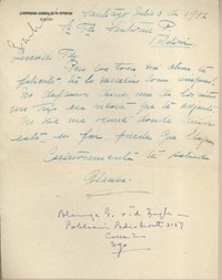 [Carta] 1952 julio 3 Santiago, Chile [a] Fernando Santiván
