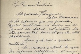 [Carta] 1950 octubre 26, Santiago, Chile [a] Fernando Santiván