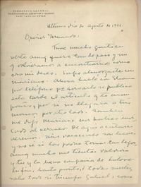 [Carta] 1946 agosto, Santiago, Chile [a] Fernando Santiván