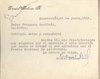 [Tarjeta] 1952 junio 25, Concepción, Chile [a] Fernando Santiván