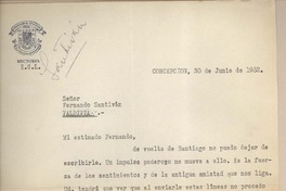 [Carta] 1952 junio 20, Concepción, Chile [a] Fernando Santiván