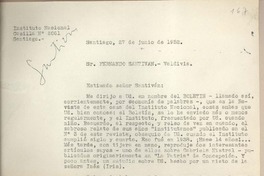 [Carta] 1952 junio 27, Santiago, Chile [a] Fernando Santiván