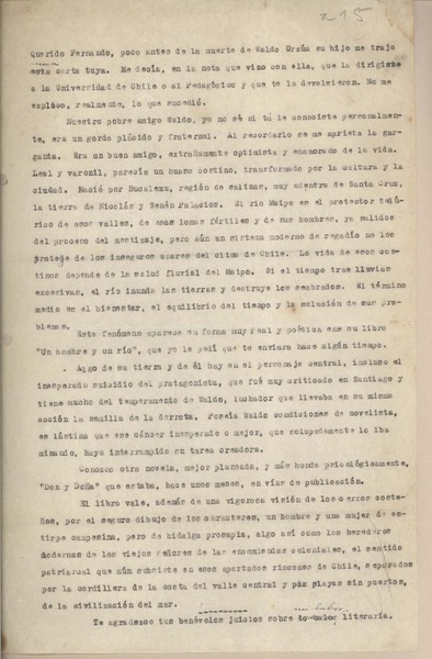 [Carta] [entre 1940 y 1945] [a] Fernando Santiván
