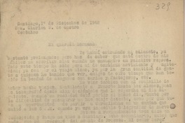 [Carta] 1948 diciembre 1, Santiago, Chile [a] Clara Santiván