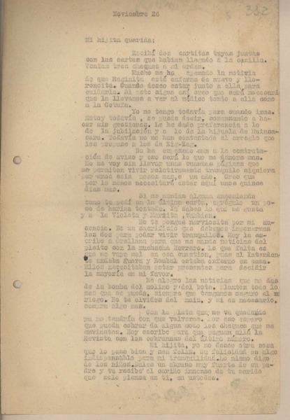 [Carta] 1948 noviembre 26, Santiago, Chile [a su esposa]